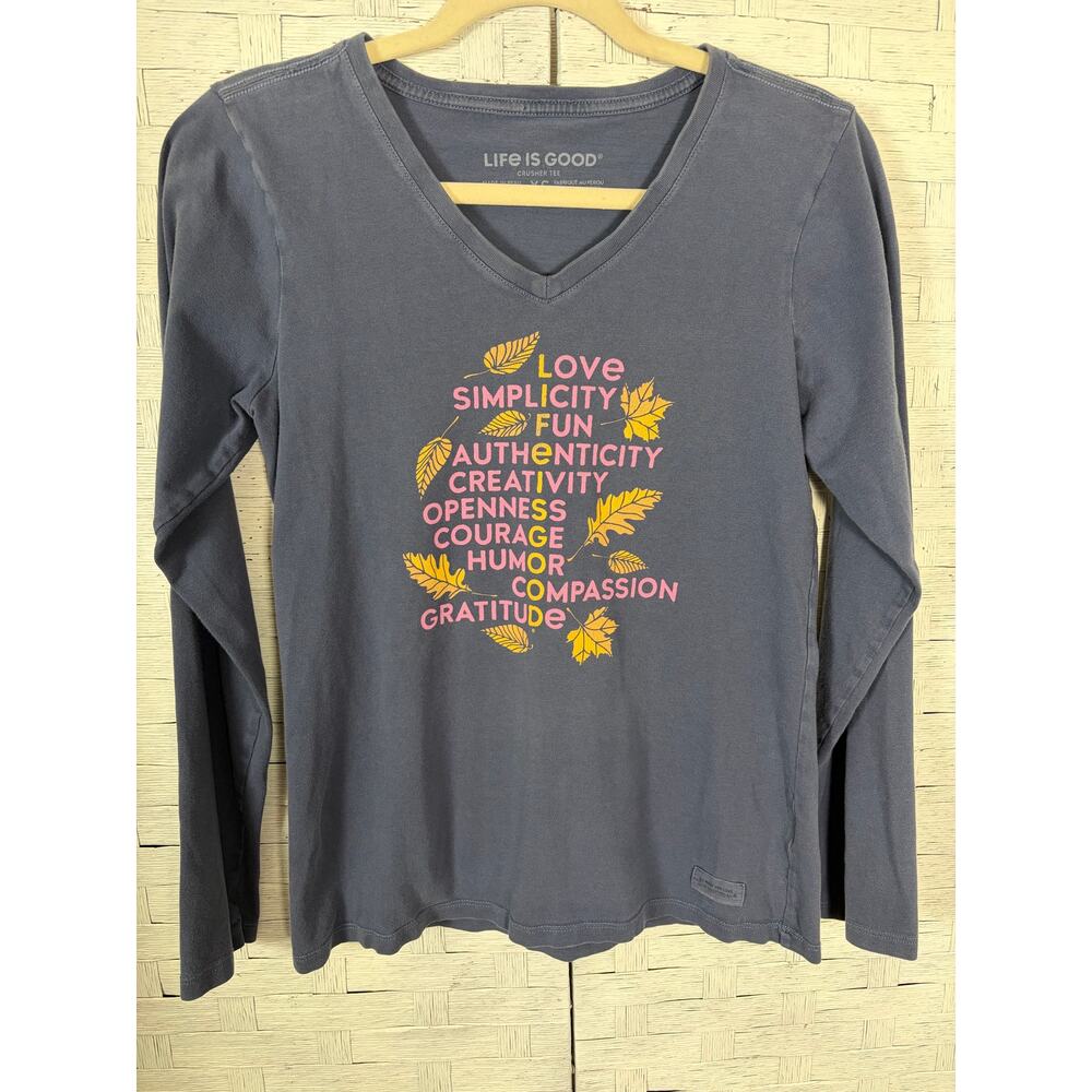 Life is good women’s long sleeve T-shirt graphic autumn fall print cozycore ￼